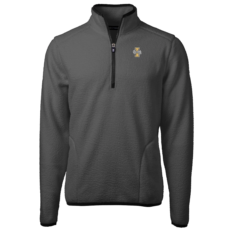 Men's Cutter & Buck  Gray/Black Idaho Vandals Cascade Eco Sherpa Fleece Quarter-Zip Pullover Jacket