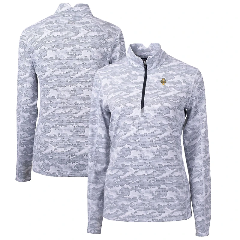 Women's Cutter & Buck Charcoal Idaho Vandals Traverse Camo Quarter-Zip Pullover Top