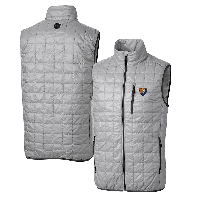 Cutter & Buck Gray Illinois Fighting Illini Primary Team Logo Rainier PrimaLoft Eco Insulated Full-Zip Puffer Vest