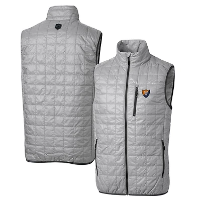Cutter & Buck Gray Illinois Fighting Illini Primary Team Logo Rainier PrimaLoft Eco Insulated Full-Zip Puffer Vest