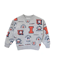 Girls Youth Gameday Couture  Gray Illinois Fighting Illini Always On Repeat Pullover Sweatshirt