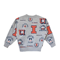 Girls Youth Gameday Couture  Gray Illinois Fighting Illini Always On Repeat Pullover Sweatshirt