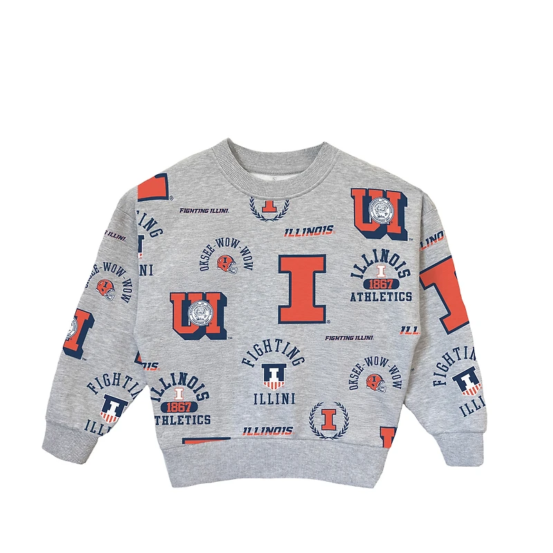 Sweat-shirt à capuche pour jeunes filles Gameday Couture Heather Gray Illinois Fighting Illini Always On Repeat