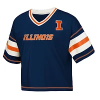 T-shirt col V bleu marine pour jeunes filles de l'équipe football américain Illinois Fighting Illini Grid Iron