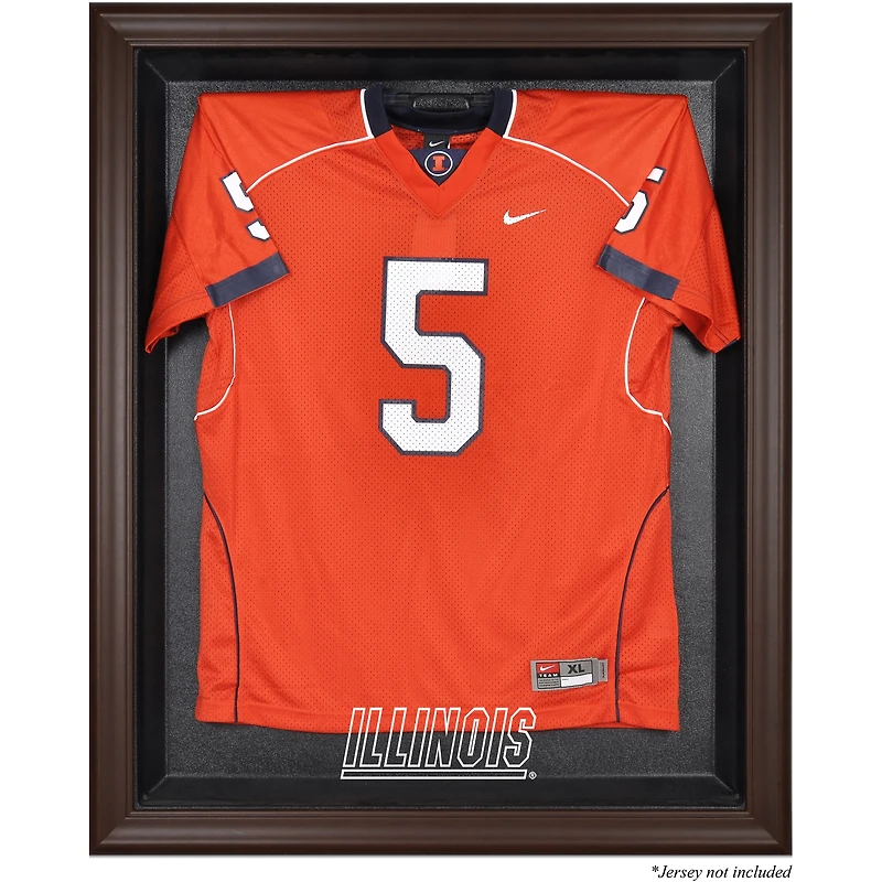 Vitrine de présentation du maillot avec logo encadré marron des Illinois Fighting Illini