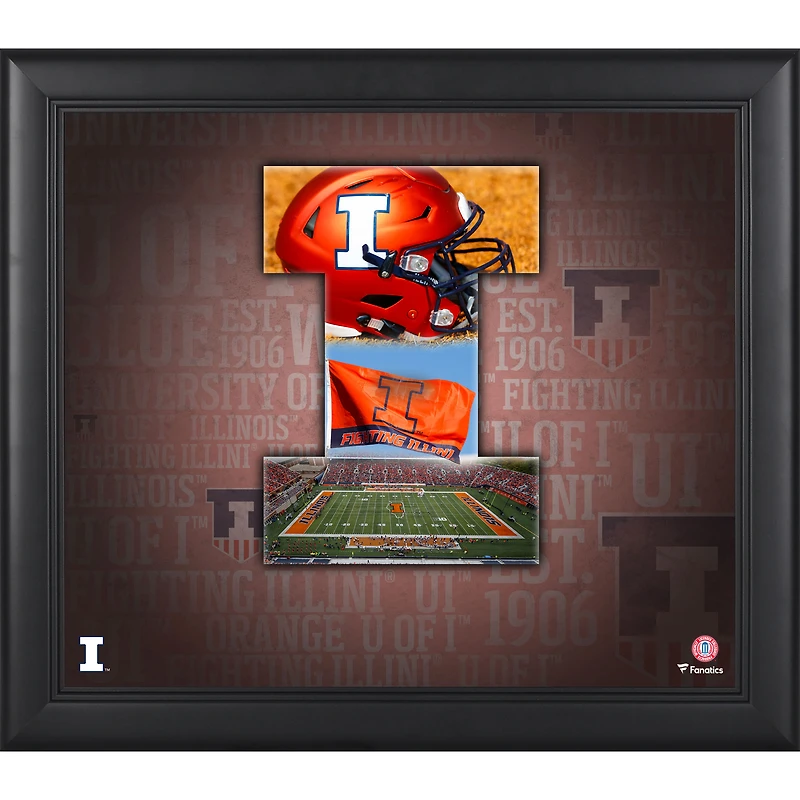Collage encadré 15" x 17" de l'équipe de l'Illinois Fighting Illini