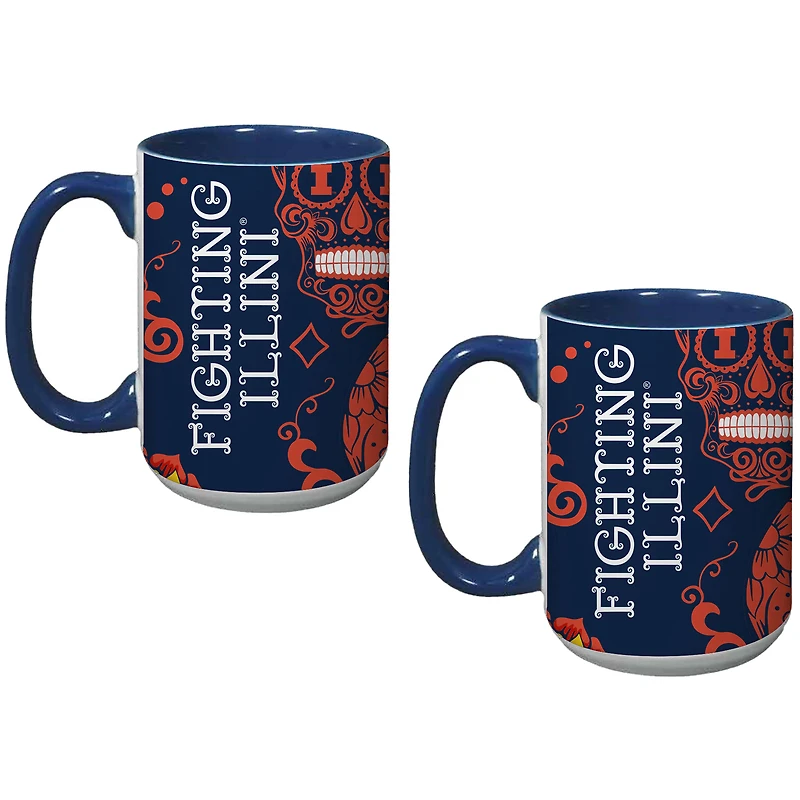 Illinois Fighting Illini Two-Pack Dia De Los Muertos Mug Set