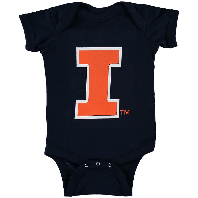 Body bébé bleu marine Illinois Fighting Illini avec grand logo