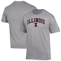 Men's Champion  Heather Gray Illinois Fighting Illini Arch Over Logo T-Shirt