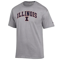 Men's Champion  Heather Gray Illinois Fighting Illini Arch Over Logo T-Shirt
