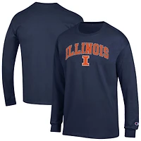 Men's Champion  Navy Illinois Fighting Illini Arch Over Logo Long Sleeve T-Shirt