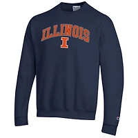 Men's Champion  Navy Illinois Fighting Illini Arch Over Logo Pullover Sweatshirt