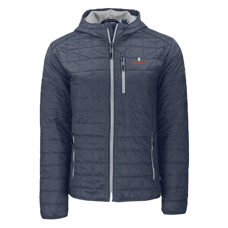 Veste à capuche zippée intégrale Cutter & Buck Anthracite Illinois Fighting Illini Rainier Eco PrimaLoft pour homme