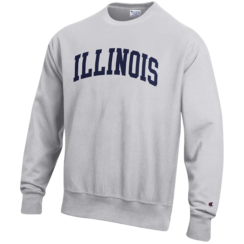 Sweat-shirt en polaire à tissage inversé Champion Gray Illinois Fighting Illini pour homme