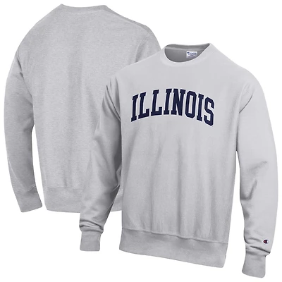 Sweat-shirt en polaire à tissage inversé Champion Gray Illinois Fighting Illini pour homme