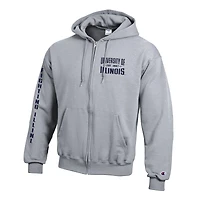 Sweat à capuche zippé en polaire Powerblend gris Champion Illinois Fighting Illini Varsity pour homme