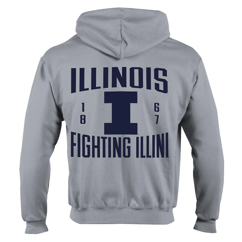 Men's Champion Gray Illinois Fighting Illini Varsity Powerblend Full-Zip Fleece Hoodie