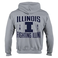 Men's Champion  Gray Illinois Fighting Illini Varsity Powerblend Full-Zip Fleece Hoodie
