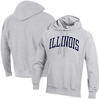 Sweat à capuche coupe décontractée Champion Heather Gray Illinois Fighting Illini Team Arch Reverse Weave