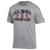 Men's Champion Heather Gray Illinois Fighting Illini Varsity T-Shirt