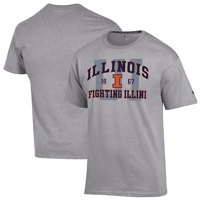 Men's Champion Heather Gray Illinois Fighting Illini Varsity T-Shirt