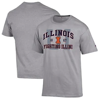 Men's Champion Heather Gray Illinois Fighting Illini Varsity T-Shirt