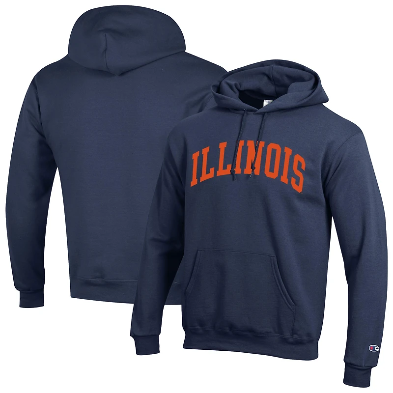Men's Champion  Navy Illinois Fighting Illini Basic Arch Fleece Pullover Hoodie