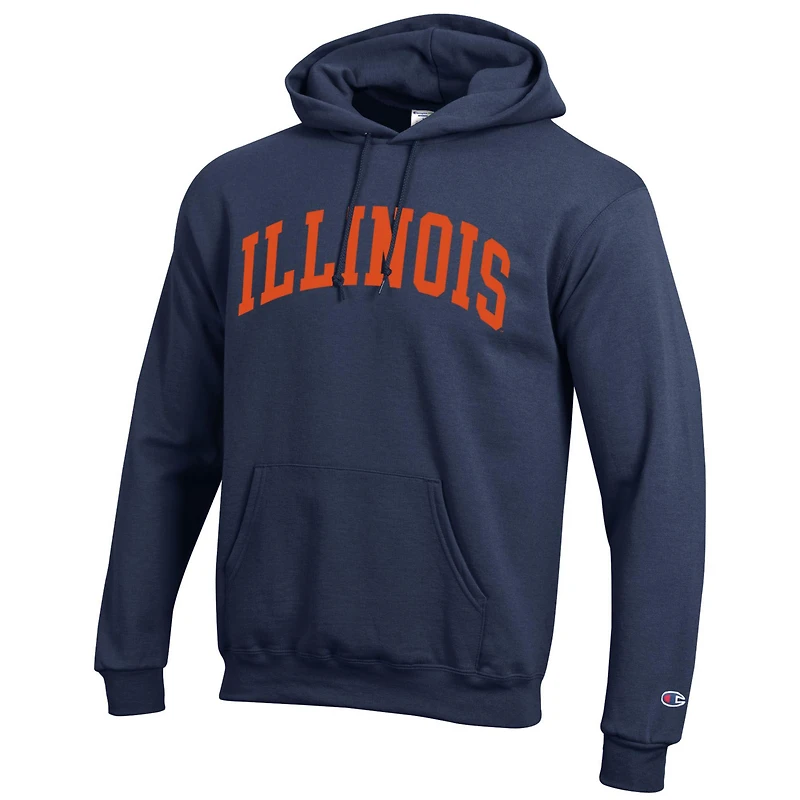 Sweat à capuche en polaire Basic Arch bleu marine pour homme Champion des Fighting Illini de l'Illinois