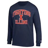 T-shirt à manches longues Champion Navy Illinois Fighting Illini High Motor pour hommes