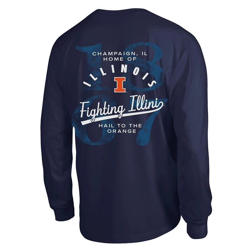 Men's Champion Navy Illinois Fighting Illini Laminated All-Star Long Sleeve T-Shirt