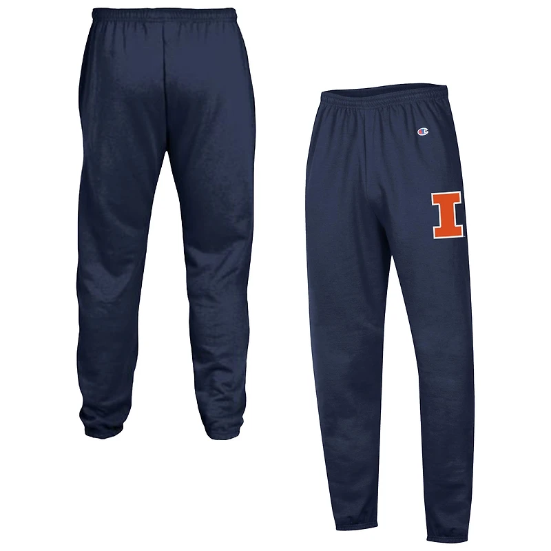 Men's Champion Navy Illinois Fighting Illini Powerblend Banded Fleece Sweatpants