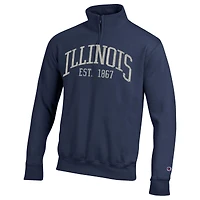Pull à col zippé Champion bleu marine Illinois Fighting Illini Powerblend pour homme