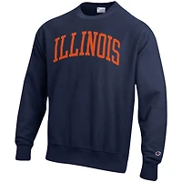 Men's Champion Navy Illinois Fighting Illini Relaxed Fit Arch Reverse Weave Pullover Sweatshirt