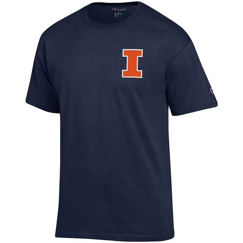 T-shirt Champion Navy Illinois Fighting Illini Stack 2-Hit pour hommes