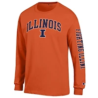T-shirt à manches longues orange Illinois Fighting Illini pour homme, champion, avec logo Arch Over, 2 coups