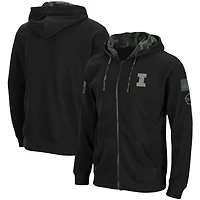 Sweat à capuche léger gaufré entièrement zippé Colosseum Black Illinois Fighting Illini OHT pour hommes