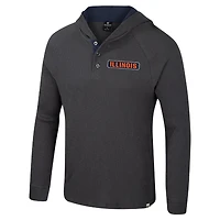 Men's Colosseum  Charcoal Illinois Fighting Illini Dujour Ralgan Long Sleeve Henley Hoodie T-Shirt