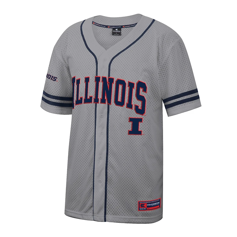 Men's Colosseum Gray Illinois Fighting Illini Free Spirited Baseball Jersey