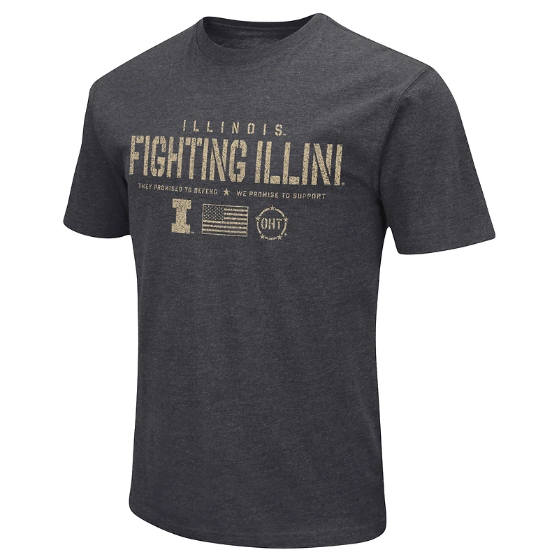 Men's Colosseum Heather Black Illinois Fighting Illini Big & Tall OHT Military Appreciation Playbook T-Shirt