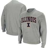 Colosseum Heather Grey Illinois Fighting Illini Arch & Logo Crew Neck Sweat-shirt pour homme