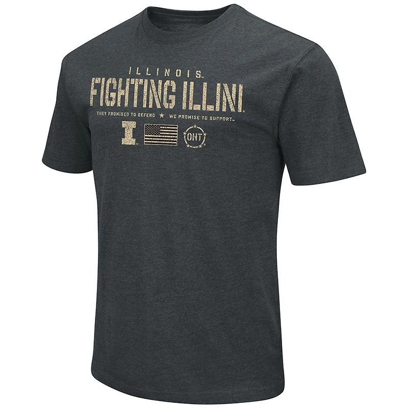 T-shirt Colosseum Heathered Black Illinois Fighting Illini OHT pour hommes, drapeau d'appréciation militaire 2.0