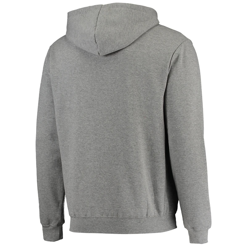 Men's Colosseum Heathered Gray Illinois Fighting Illini Arch & Logo 3.0 Full-Zip Hoodie