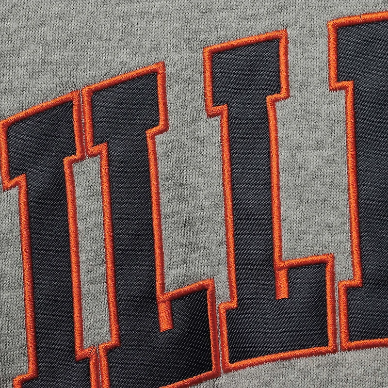 Sweat à capuche entièrement zippé Colosseum gris chiné Illinois Fighting Illini Arch & Logo 3.0 pour homme
