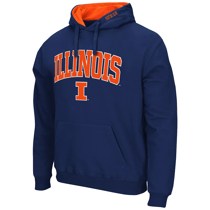 Men's Colosseum Navy Illinois Fighting Illini Arch & Logo 3.0 Pullover Hoodie