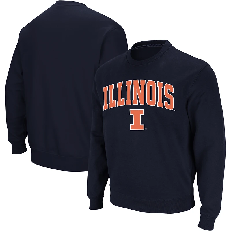Men's Colosseum Navy Illinois Fighting Illini Arch & Logo Crew Neck Sweatshirt