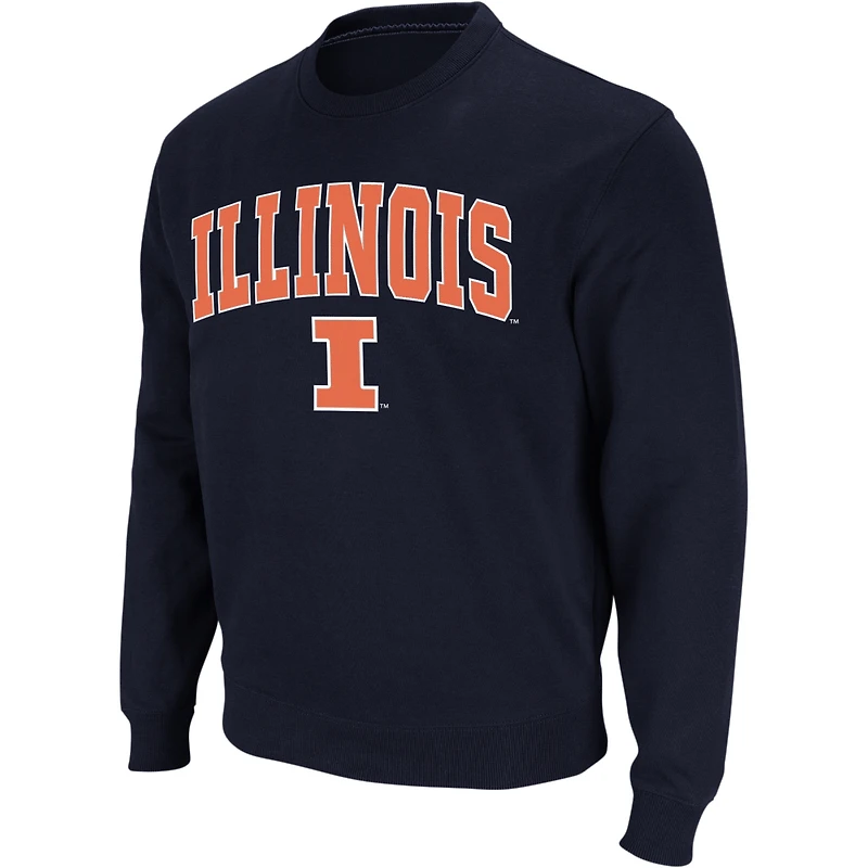 Sweat-shirt à col rond Colosseum bleu marine pour homme, avec logo et arche des Fighting Illini de l'Illinois