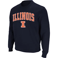 Sweat-shirt à col rond Colosseum bleu marine pour homme, avec logo et arche des Fighting Illini de l'Illinois
