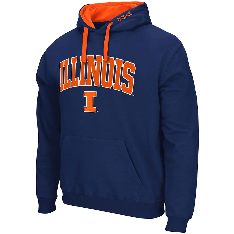 Sweat à capuche Colosseum Navy Illinois Fighting Illini pour homme, grandes tailles, avec logo et arche.