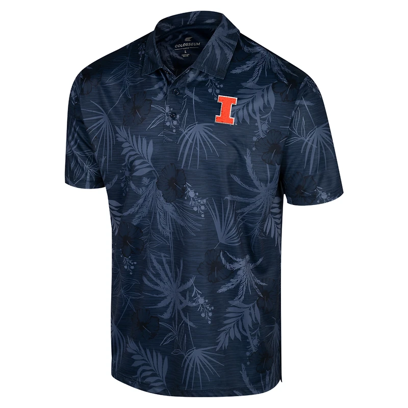Men's Colosseum Navy Illinois Fighting Illini Big & Tall Palms Polo