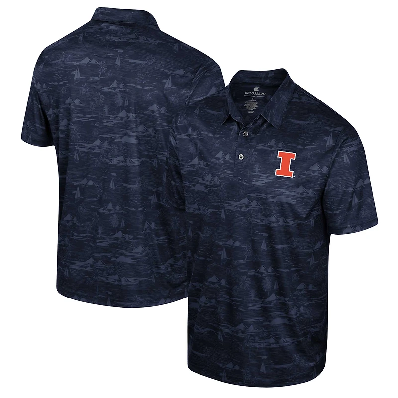 Polo imprimé Colosseum Navy Illinois Fighting Illini Daly pour hommes